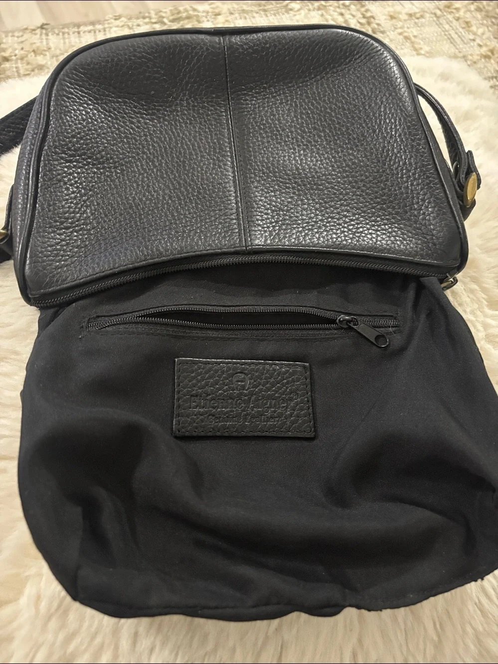 Vtg Etienne Aigner Black Leather Y2K Crossbody Shoulder Bag